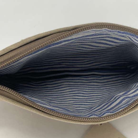 Wristlet Clutch Repurposed Military Tent & Leather - Picture 6 of 7